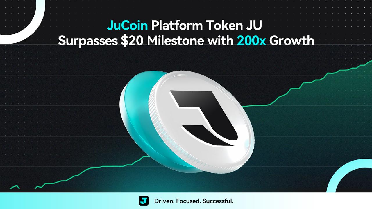 JuCoin平台代币JU价格突破20美元大关,涨幅达200倍